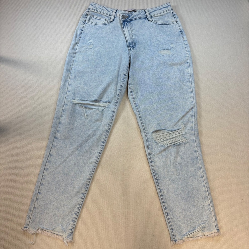 SO Sonoma High Rise Mom Jeans Light‎ Acid Wash Distressed Ripped Size 9/29W